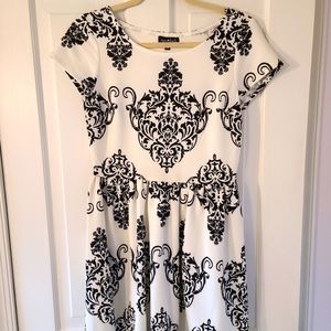 Elegant white and black cocktail dress